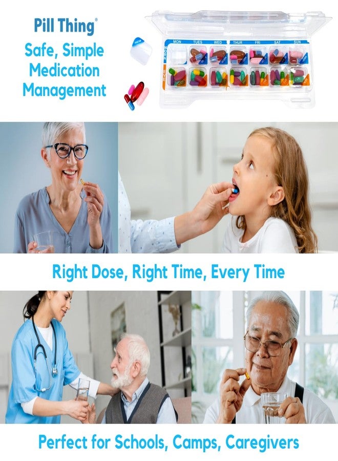 pill thing عبوة أقراص دواء أسبوعية (مرتين أو أربع مرات يوميًا) مع ملصق لاصق ذاتي الإغلاق (مرتين يوميًا أسبوعيًا، عبوة من 10 أقراص) - Image 2