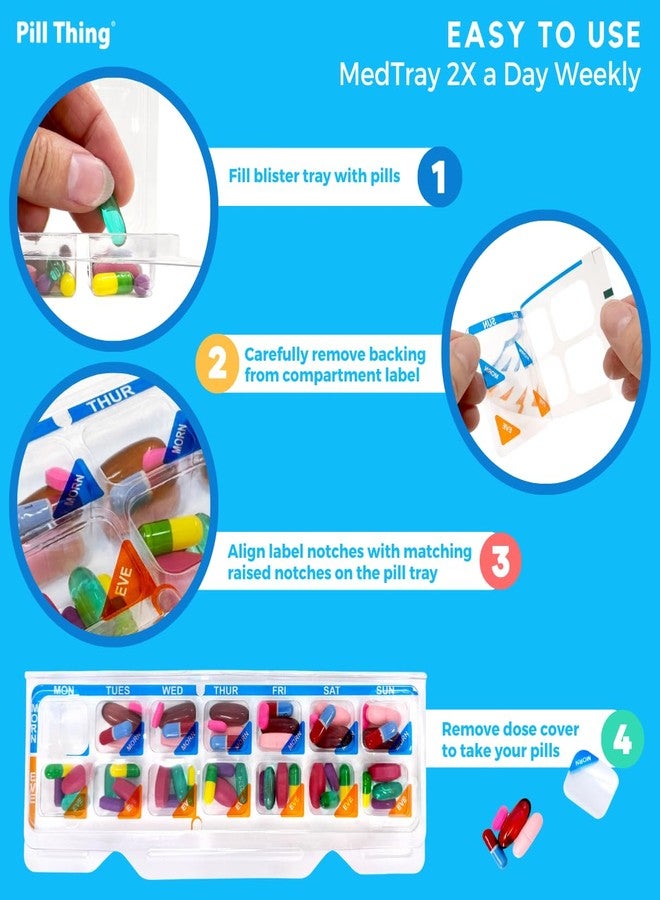 pill thing عبوة أقراص دواء أسبوعية (مرتين أو أربع مرات يوميًا) مع ملصق لاصق ذاتي الإغلاق (مرتين يوميًا أسبوعيًا، عبوة من 10 أقراص) - Image 4
