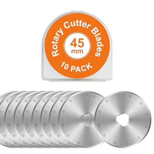 SSPONT 10 Packs 45mm Rotary Cutter Blades 45mm Quilting supplies Rotary Cutter Blades for fabric by SSPONT, compatible with OLFA,Fiskars,Mr.Pen,DAFA,Truecut etc. Sewing Arts Crafts, Sharp and Durable - Image 1