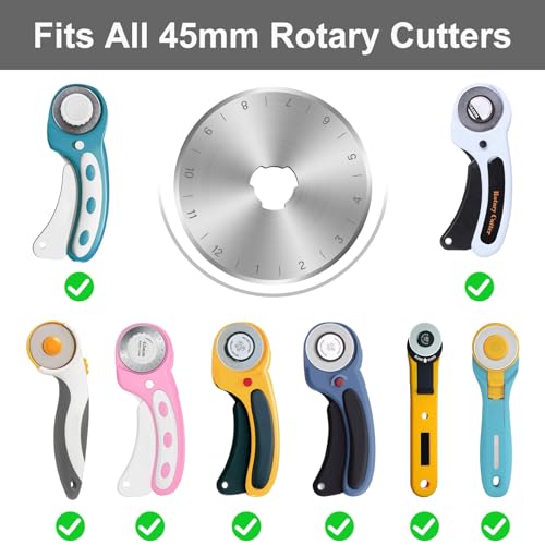 SSPONT 10 Packs 45mm Rotary Cutter Blades 45mm Quilting supplies Rotary Cutter Blades for fabric by SSPONT, compatible with OLFA,Fiskars,Mr.Pen,DAFA,Truecut etc. Sewing Arts Crafts, Sharp and Durable - Image 4