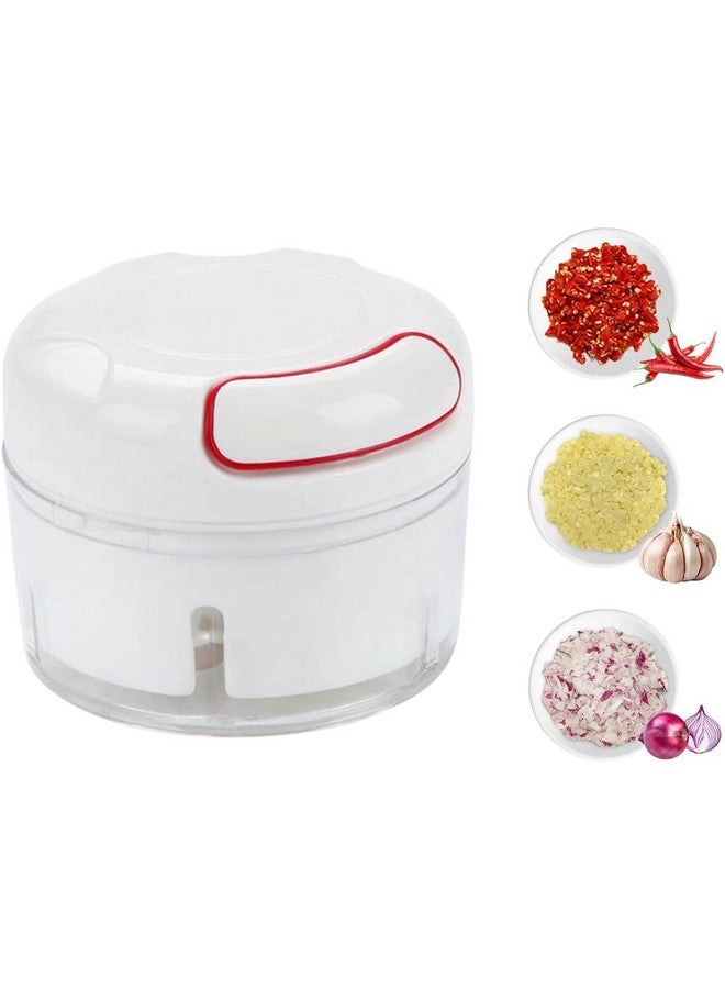 Leeonz Mini Manual Vegetables Chopper, Multi-Functional Pull String Food Processor, Food Slicer for Vegetables, Garlic, Peppers, Onions, Meat, Fruits, Kitchen Mini Food Chopper (White) - Image 1