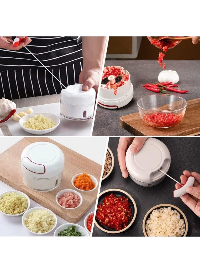 Leeonz Mini Manual Vegetables Chopper, Multi-Functional Pull String Food Processor, Food Slicer for Vegetables, Garlic, Peppers, Onions, Meat, Fruits, Kitchen Mini Food Chopper (White) - Image 5