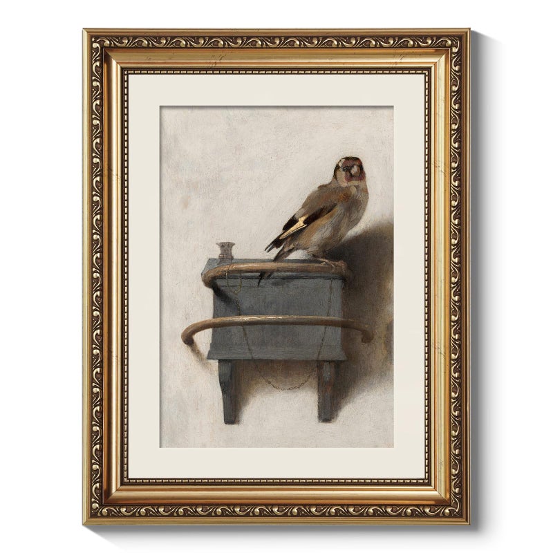 ARPEOTCY Vintage Gold Framed Bird Wall Art Bedroom Bathroom Goldfinch Picture Wall Decor Canvas Prints Antique Picture Frame Still Life Paintings Home Farmhouse Cottage Decor 11x14 Inch - Image 2