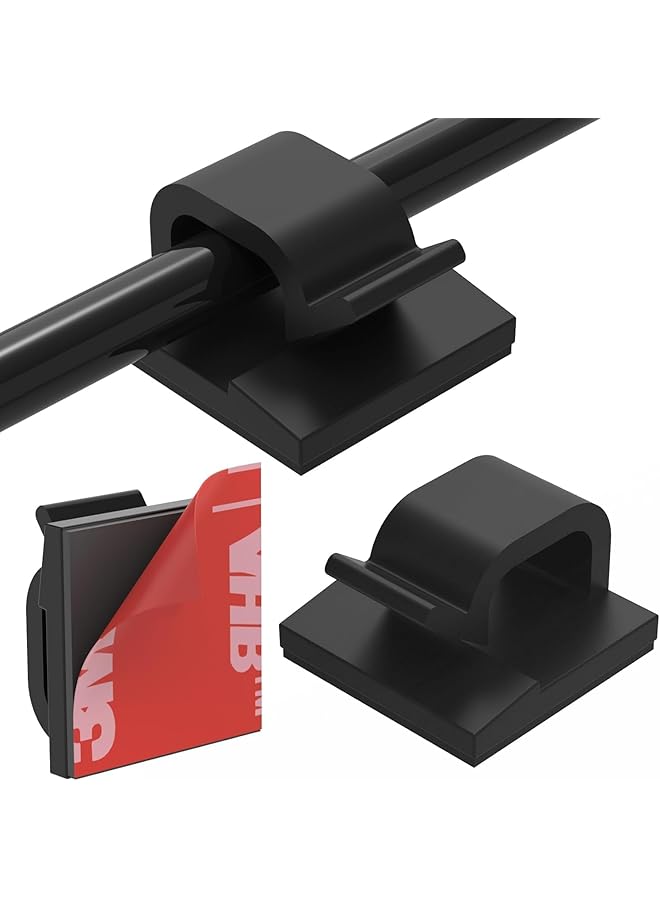 erorex Upgraded 100 Pcs Adhesive Cable Clips Wall Wire Clips For Cable Management Strong Cord Clips Wire Holders For The Wall Under Desk Lights Car Dash Cam Ethernet Electric Wires Small Black - Image 1