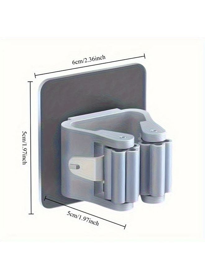 4 قطع حامل ممسحة ومقشة أبيض مثبت على الحائط بدون حفر تركيب منظف موفر للمساحة - Image 4