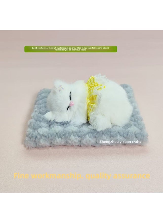 null - Bamboo Charcoal Cloth Pad Simulation Cats Cats Calling Car Decoration Ornaments Simulation Animals Simulation Flower Basket Cats-Color:Green Bamboo Charcoal Cloth Mat + Pink Skirt Cat Can Bark - Image 1