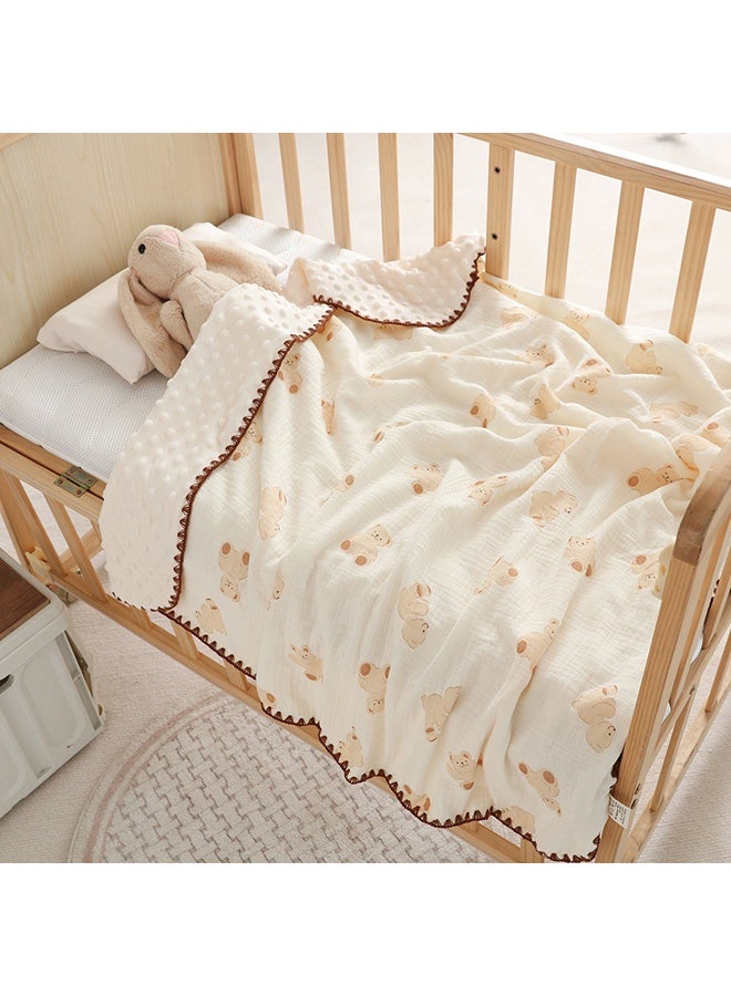 Kids Baby Blanket Newborn Gifts, Soft Plush Blankets with Dotted Backing, 100% cotton, Fleece Fabric Essentials for Unisex, Toddlers, Boys & Girls 100x100cm (Dundun Bear)