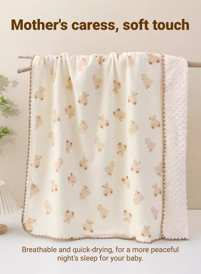 Kids Baby Blanket Newborn Gifts, Soft Plush Blankets with Dotted Backing, 100% cotton, Fleece Fabric Essentials for Unisex, Toddlers, Boys & Girls 100x100cm (Dundun Bear) - Image 5
