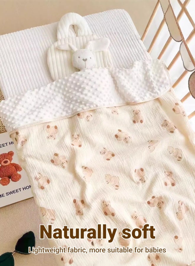Kids Baby Blanket Newborn Gifts, Soft Plush Blankets with Dotted Backing, 100% cotton, Fleece Fabric Essentials for Unisex, Toddlers, Boys & Girls 100x100cm (Dundun Bear) - Image 4