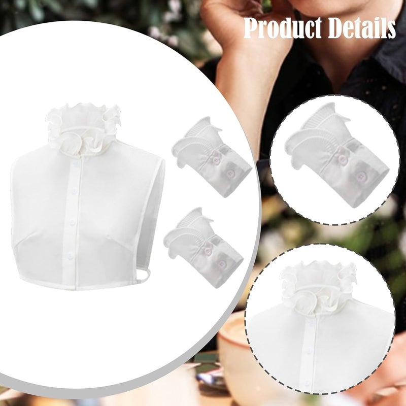 Women Detachable False Lace Mock Neck for Dress Apparel Sweaters Shirt Girls, White, 42cm - Image 5