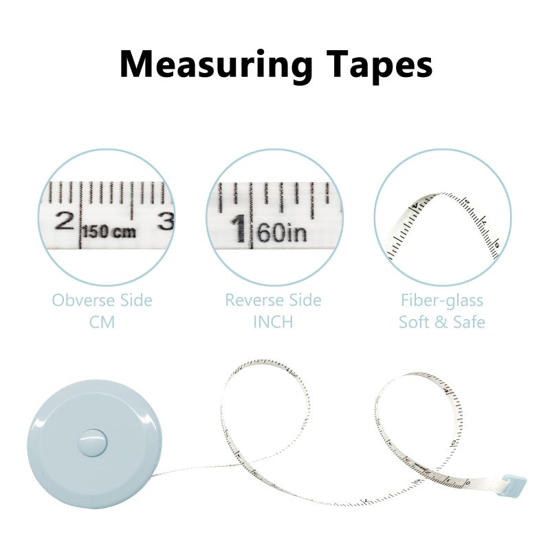 GDMINLO 3 Pack Tape Measure Measuring Tape for Body Fabric Sewing Tailor Cloth Knitting Craft Weight Loss Measurements Retractable 60-inch 1.5 Meter, Small Push ButtonDouble Scales Rulers - Image 3