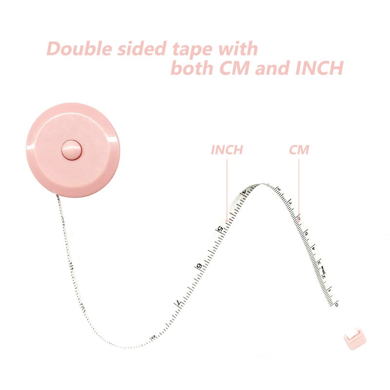 GDMINLO 3 Pack Tape Measure Measuring Tape for Body Fabric Sewing Tailor Cloth Knitting Craft Weight Loss Measurements Retractable 60-inch 1.5 Meter, Small Push ButtonDouble Scales Rulers - Image 4