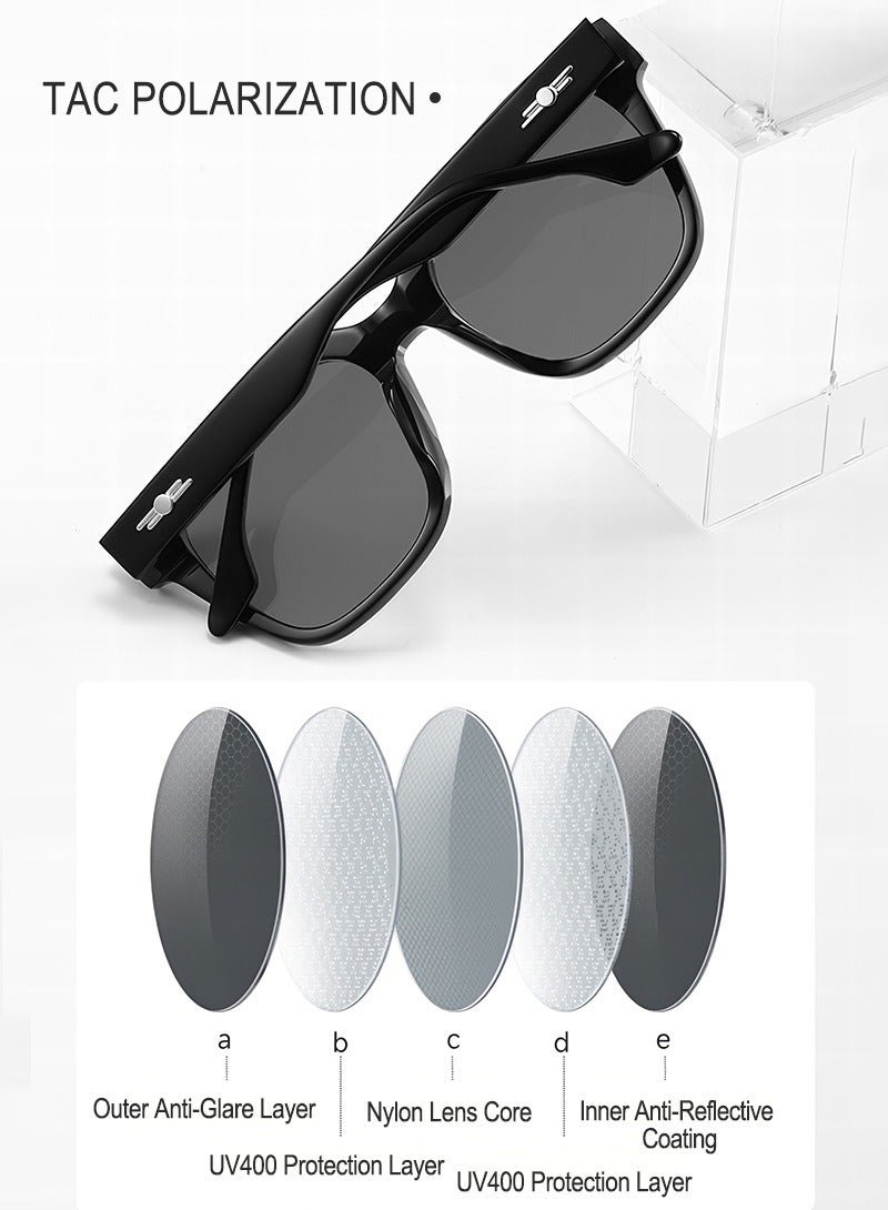 Gmisun Men and women's Full Rim Polarized UV400 Acetate Frame Sunglasses - Lens Size: 52mm - Image 5