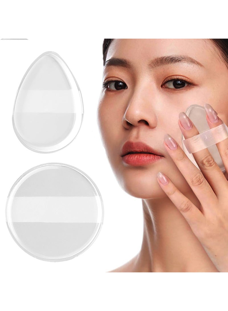 استريكو 2 × إسفنجة بودرة شفافة للوجه - مجموعة إسفنجات مكياج صغيرة جافة ورطبة لتثبيت البودرة والكونسيلر وأحمر الخدود - أدوات تجميل قابلة لإعادة الاستخدام للنساء والفتيات