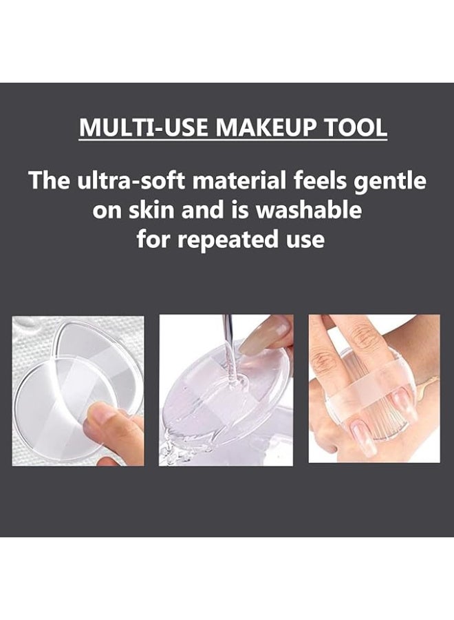 استريكو 2 × إسفنجة بودرة شفافة للوجه - مجموعة إسفنجات مكياج صغيرة جافة ورطبة لتثبيت البودرة والكونسيلر وأحمر الخدود - أدوات تجميل قابلة لإعادة الاستخدام للنساء والفتيات - Image 2