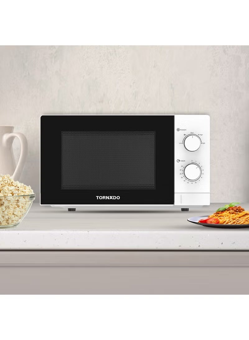 Tornado 20 Liters Solo Microwave Oven with 5 Power Levels, 700W, Defrost Function, 35 Minutes Timer, White, TWMS-20-W-S - Image 5