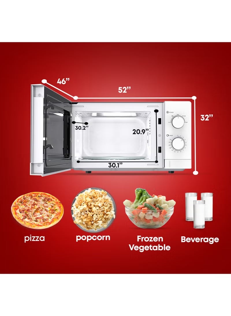 Tornado 20 Liters Solo Microwave Oven with 5 Power Levels, 700W, Defrost Function, 35 Minutes Timer, White, TWMS-20-W-S - Image 3