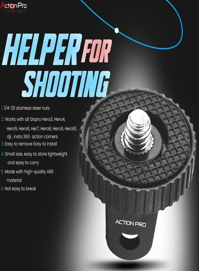 Action Pro 1/4 Thread ABS Tripod Mount with Stainless Steel Nut Adapter Compatible with GoPro Hero 13 12 11 10 9 8 7 6 5 4 3+ 3 /Insta-360//DJI Osmo Pocket/SJCAM/Xiaomi/YI All Action Cameras - Image 5