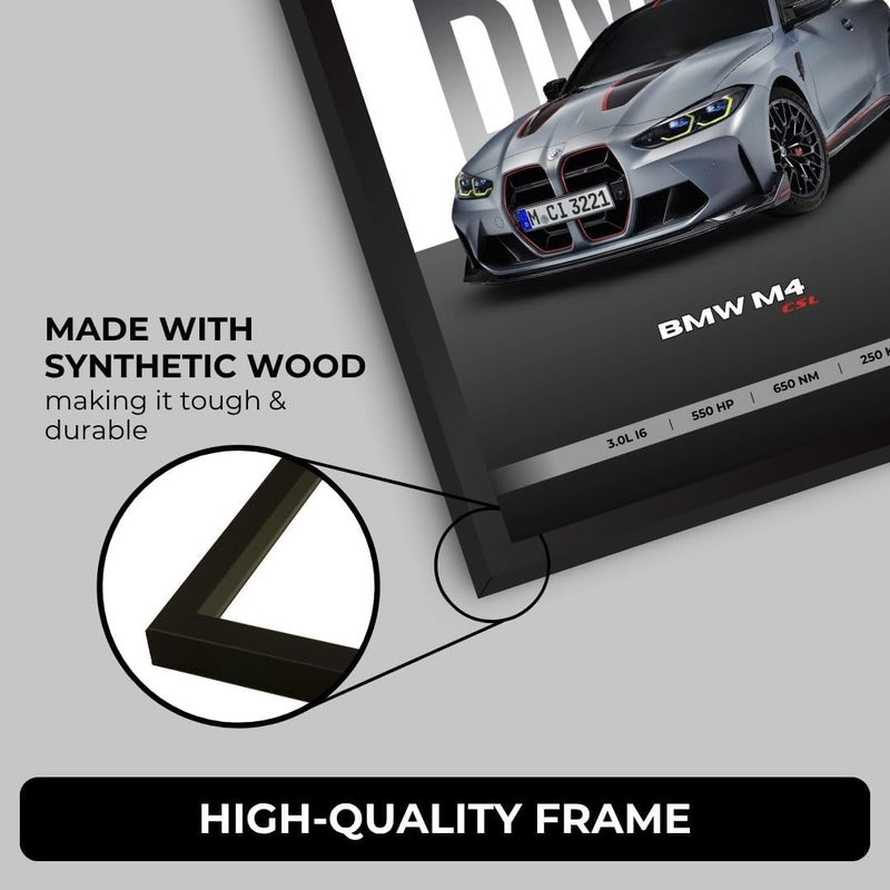 Funk You Store ملصق BMW M4 | ملصق مؤطر بحجم A4 لسيارة BMW (31 × 23 سم) | ملصق سيارة للحائط، هدية للأولاد | إطارات سيارات | ملصق BMW M4 | ملصق سيارة للحائط، غرفة النوم، السكن، غرفة الدراسة - Image 4