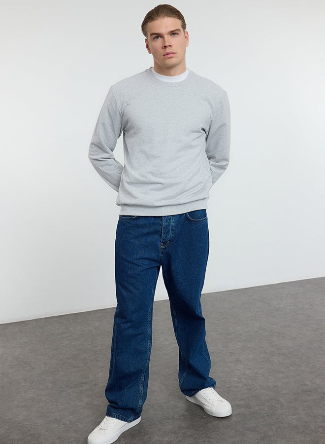 trendyol Gray Melange Regular/Normal Cut Basic Sweatshirt - Image 1