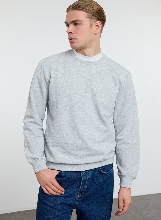 trendyol Gray Melange Regular/Normal Cut Basic Sweatshirt - Image 2