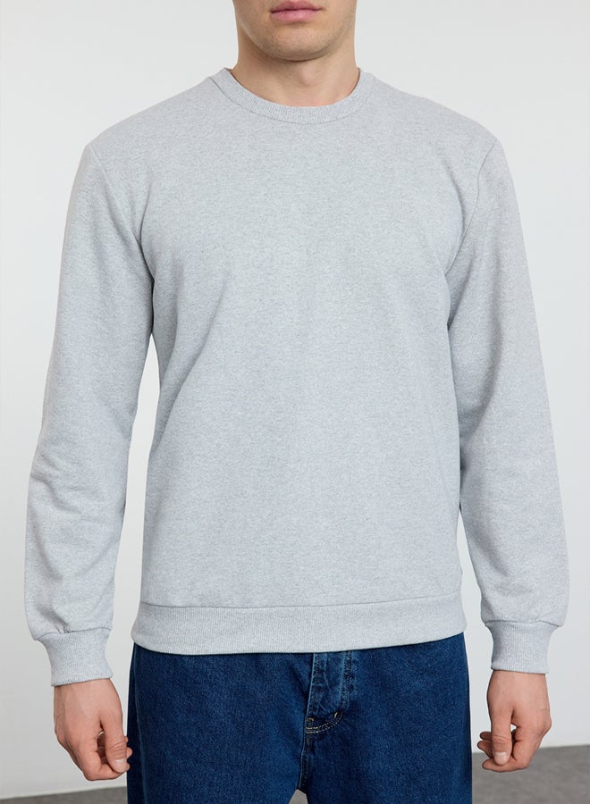 trendyol Gray Melange Regular/Normal Cut Basic Sweatshirt - Image 3