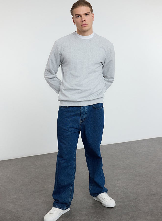 trendyol Gray Melange Regular/Normal Cut Basic Sweatshirt - Image 1