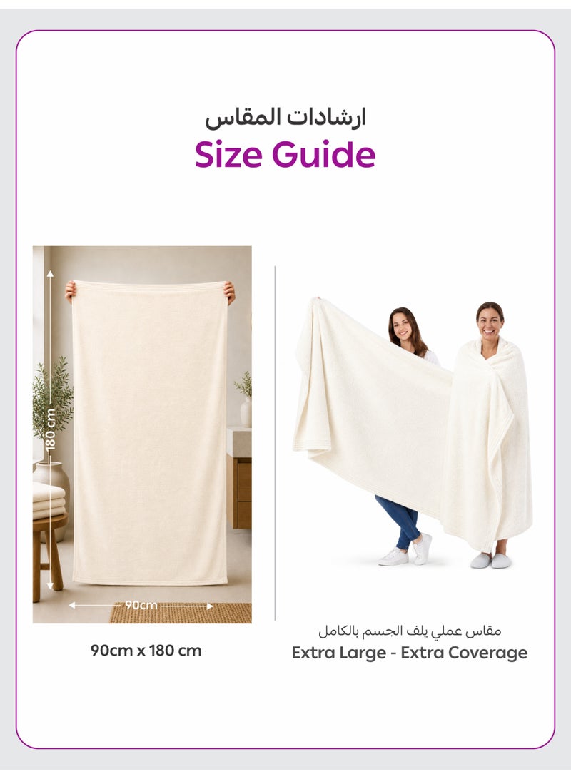 دوناتيلا ملاءة حمام كبيرة جدًا (عبوتان، 90 × 180 سم) - مايكروفايبر 330 GSM - ملاءة حمام كبيرة جدًا فائقة النعومة وعالية الامتصاص وسريعة الجفاف، خفيفة الوزن بلون سادة للحمام، الجيم، السبا والسفر. - Image 5