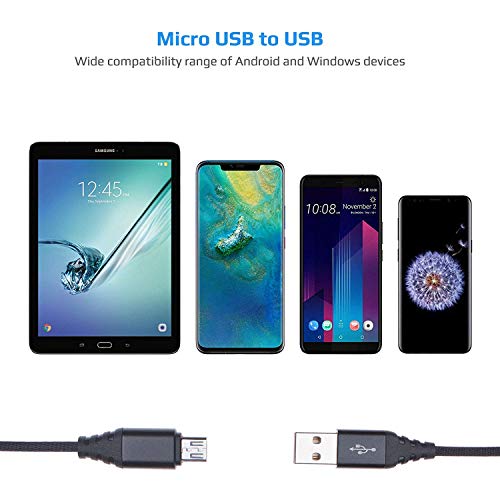 Keple Micro USB Cable | Fast Charging Cable Quick Charge Nylon Braided Charger Data Sync Lead for Game Controllers PS4, PS3 / Xbox One, One S, One X, Elite Controller | USB B High Speed Leads 1.5ft - Image 4