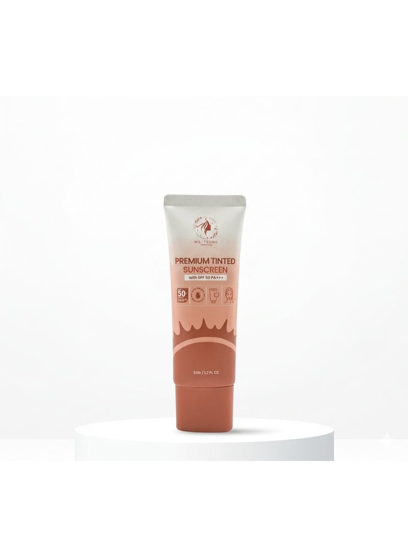 Ms Tsung Essentials MS. TSUNG Premium Tinted Sunscreen SPF 50 PA+++ Lightweight Daily Face Sun Protection Cream 50g - Image 1