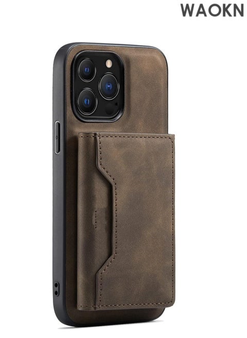 For iPhone 15 Pro Max 2 in 1 Clutch Wallet, Vintage Slim Leather Case Magnetic Detachable Tri-Fold Wallet, iPhone 15 Pro Max 6.7" Leather Case with Card Holder Pocket Slim Case iPhone 15Pro Max