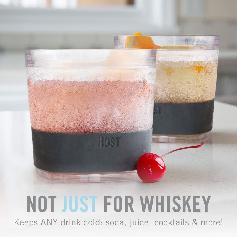 Host Whiskey Freeze Glasses, Double Old Fashioned Glasses, Chill Without Dilution for Bourbon, Vodka, Cold Brew Cocktails, Bourbon Gifts for Men, Gifts for Dad, Home Bar, 9 oz, Set of 2, Smoke Black - Image 4