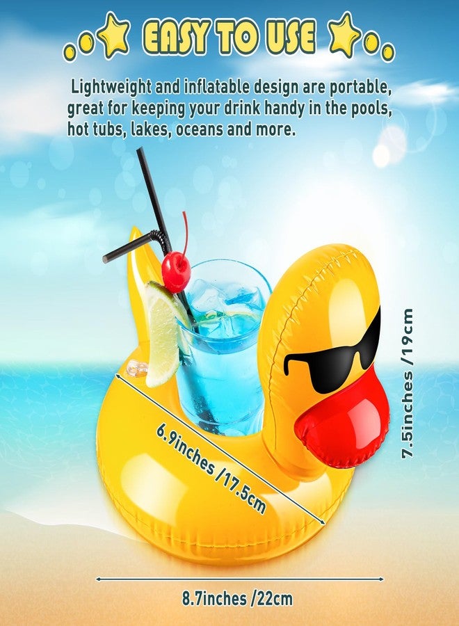 Sratte 30 Pieces Inflatable Drink Floats Reusable Cute Drink Holder Inflatable Float Cup Coasters Set for Pool Party Hot Tubs Lakes Oceans for Women Men Adults Summer Pool(Duck) - Image 2
