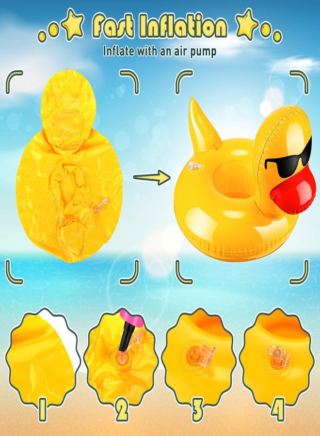 Sratte 30 Pieces Inflatable Drink Floats Reusable Cute Drink Holder Inflatable Float Cup Coasters Set for Pool Party Hot Tubs Lakes Oceans for Women Men Adults Summer Pool(Duck) - Image 3