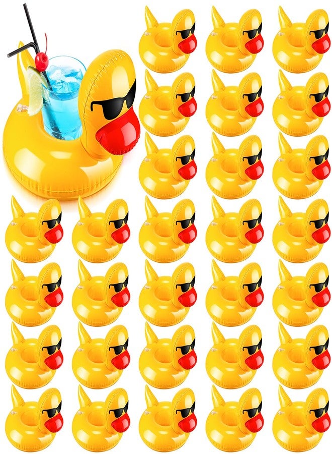 Sratte 30 Pieces Inflatable Drink Floats Reusable Cute Drink Holder Inflatable Float Cup Coasters Set for Pool Party Hot Tubs Lakes Oceans for Women Men Adults Summer Pool(Duck) - Image 1