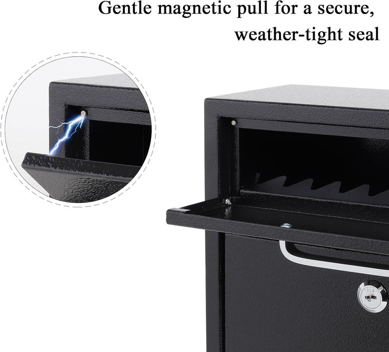 Jssmst Locking Mailbox for Outside, Key Lock Wall Mount Mailboxes Large, Security Drop Box with Lock, 16.2H x 11.22L x 4.72W Inches, Black XLarge - Image 5