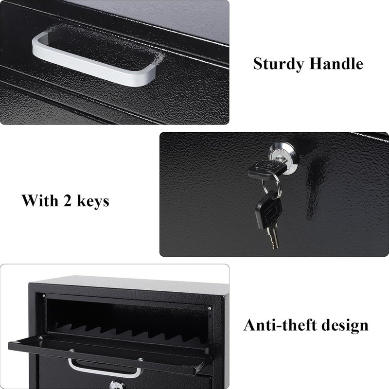 Jssmst Locking Mailbox for Outside, Key Lock Wall Mount Mailboxes Large, Security Drop Box with Lock, 16.2H x 11.22L x 4.72W Inches, Black XLarge - Image 4