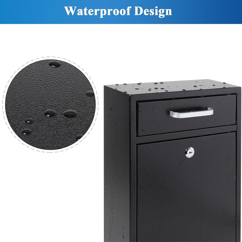 Jssmst Locking Mailbox for Outside, Key Lock Wall Mount Mailboxes Large, Security Drop Box with Lock, 16.2H x 11.22L x 4.72W Inches, Black XLarge - Image 3