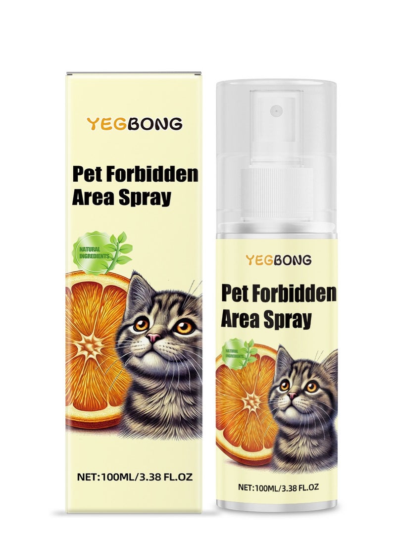 YEGBONG Pet Forbidden Area Spray, Citrus Cat Repellent Spray - 100ml Natural Anti-Scratch Deterrent for Furniture, Sofas & Restricted Areas, Orange-Scented Training Spray to Keep Cats Away (Pet-Safe Formula, 3.38 fl oz) - Image 1