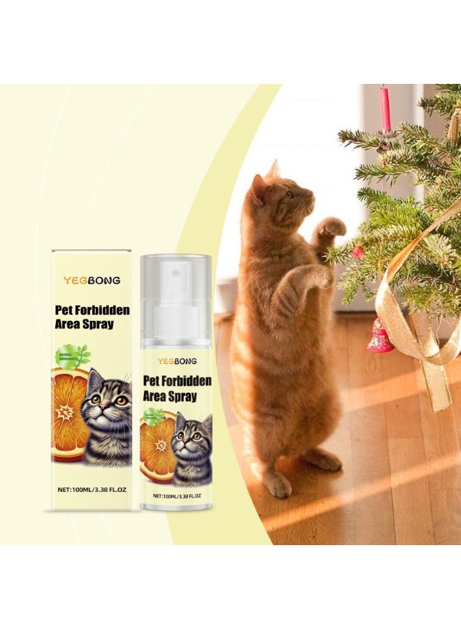 YEGBONG Pet Forbidden Area Spray, Citrus Cat Repellent Spray - 100ml Natural Anti-Scratch Deterrent for Furniture, Sofas & Restricted Areas, Orange-Scented Training Spray to Keep Cats Away (Pet-Safe Formula, 3.38 fl oz) - Image 2