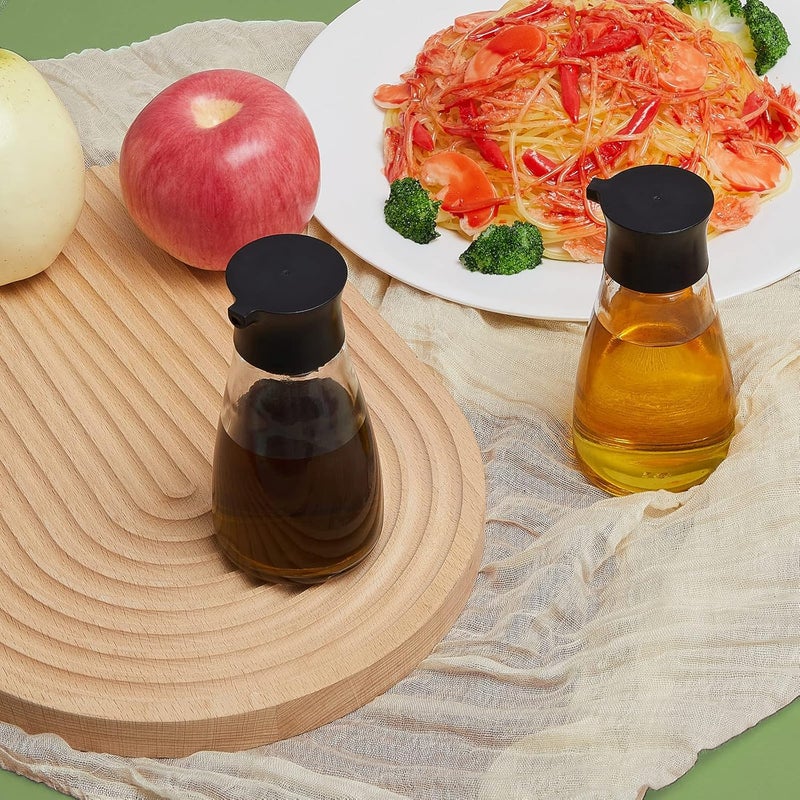 Suclain 6 Pcs Soy Sauce Dispenser Leakproof Cruet Dispenser Set Oil and Vinegar Dispenser Set Small Sauce Bottles Glass Soy Sauce Container with Lid for Kitchen Cooking Barbecue, Black - Image 4