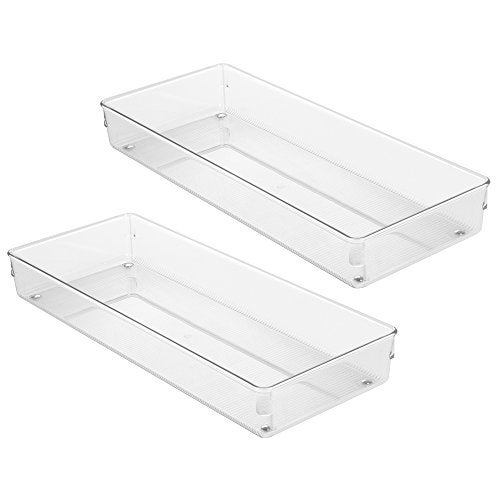 InterDesign InterDesign Linus Kitchen Drawer Organizer Ã¢â‚¬â€œ Set of 2 Storage Trays for Silverware and Utensils - Clear  - Image 1