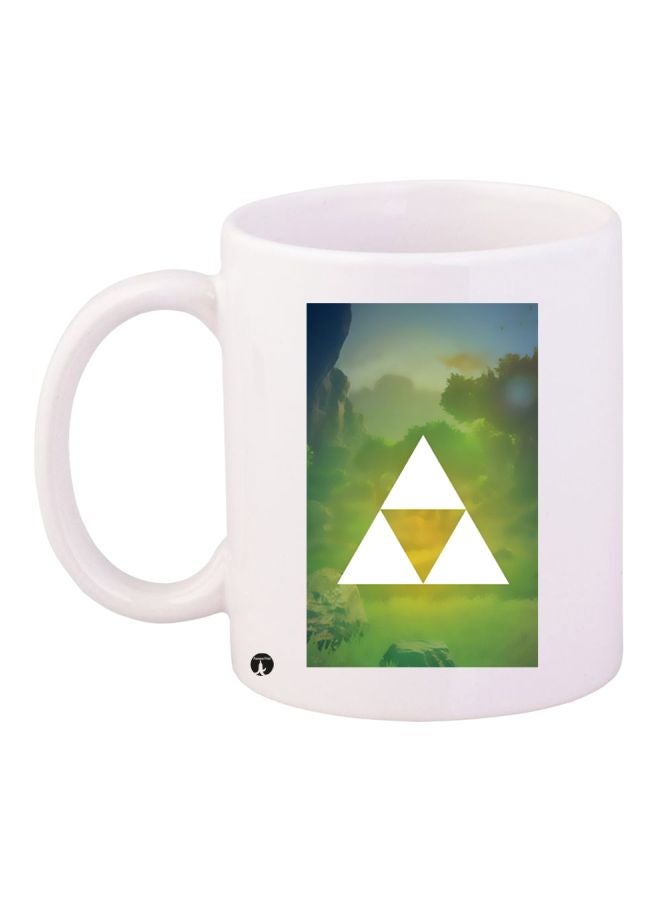 RYN Triangle Printed Coffee Mug White/Green 11ounce