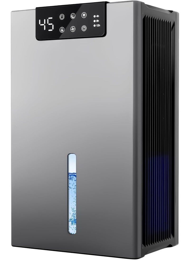 Arabest Dehumidifier, Dehumidifiers for Home(1000sq.ft), 98 OZ Water Tank, Dehumidifier Washable Air Filter, Dehumidifiers for Basement Bedroom Bathroom, Auto Shut Off, Timer Setting, 7 Colors Light, Gray - Image 1