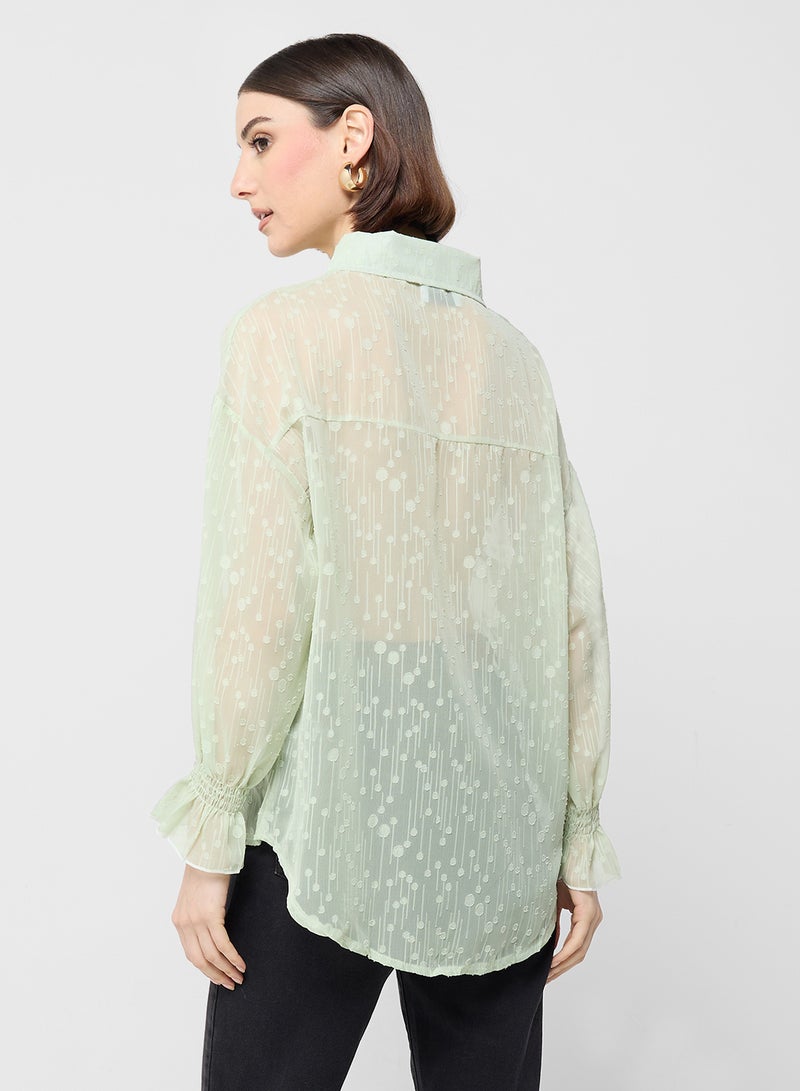 ELLA Button Down Sheer Shirt - Image 2