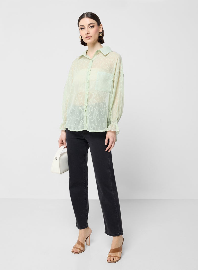ELLA Button Down Sheer Shirt - Image 4