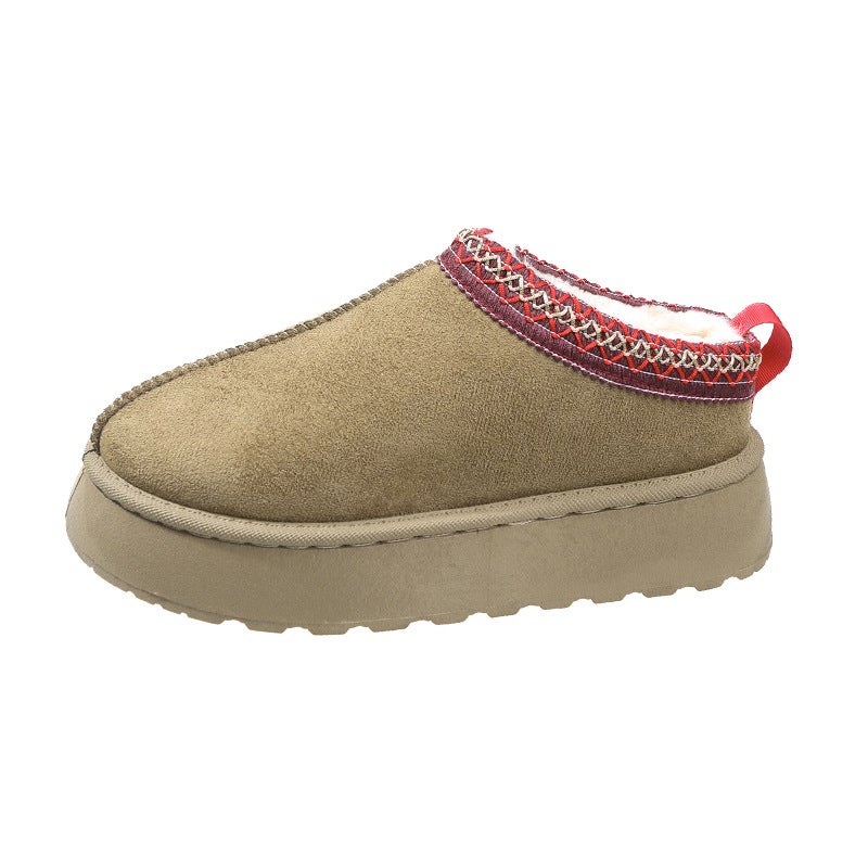 Snow Boots 24 43 Yards Fleece-Lined Warm Thick-Soled Slippers Platform Bottom Heel-Less Cotton Shoes Cotton Boots - Image 1