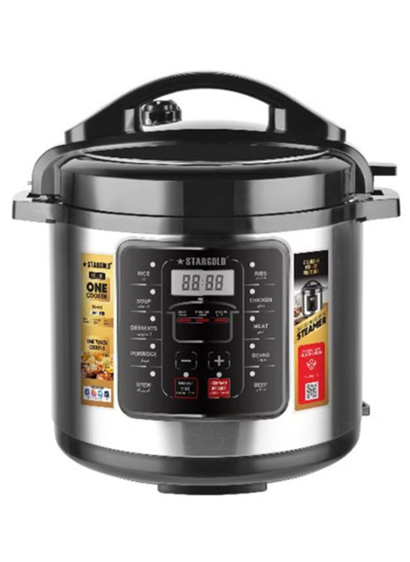Stargold Digital Electric Pressure Cooker Stainless Steel Body Touch Programmable 10L Capacity 1600 Watts - Image 1