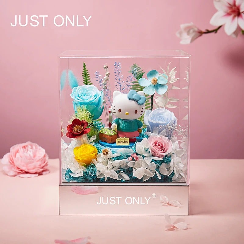 Sanrio hellokitty Preserved Flower Bouquet Hello Kitty Gift Box for Girlfriends, Best Friends, Valentine's Day, Qixi Festival, or Birthdays - Image 1