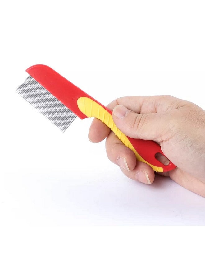 إيميلي بيتس مشط البراغيث للقطط والكلاب، مشط من الفولاذ المقاوم للصدأ لإزالة بقع القمل والبراغيث والدموع ومشط القمل للرأس وعلاج القمل من الرأس، قطعة واحدة من مشط القمل ذو الأسنان الفولاذية للبالغين والأطفال والحيوانات الأليفة - Image 1